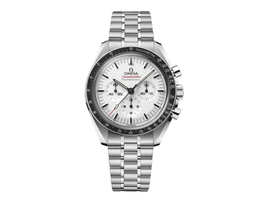 Speedmaster Moonwatch Professional Chronograph Handaufzug Edelstahl 42mm weißes Zifferblatt Metallband