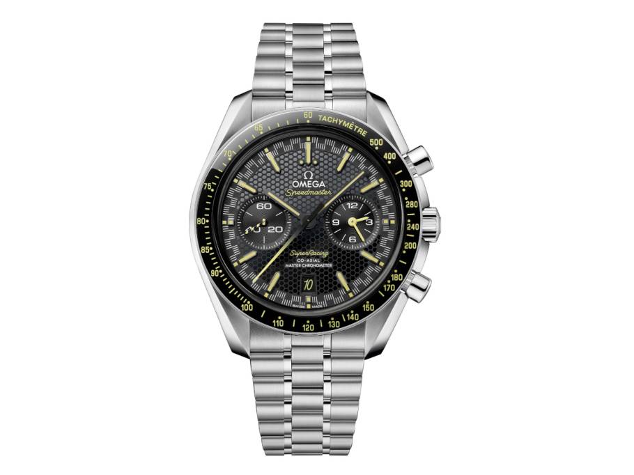 Speedmaster Super Racing Chronograph Automatik Edelstahl 44mm schwarzes Zifferblatt Metallband