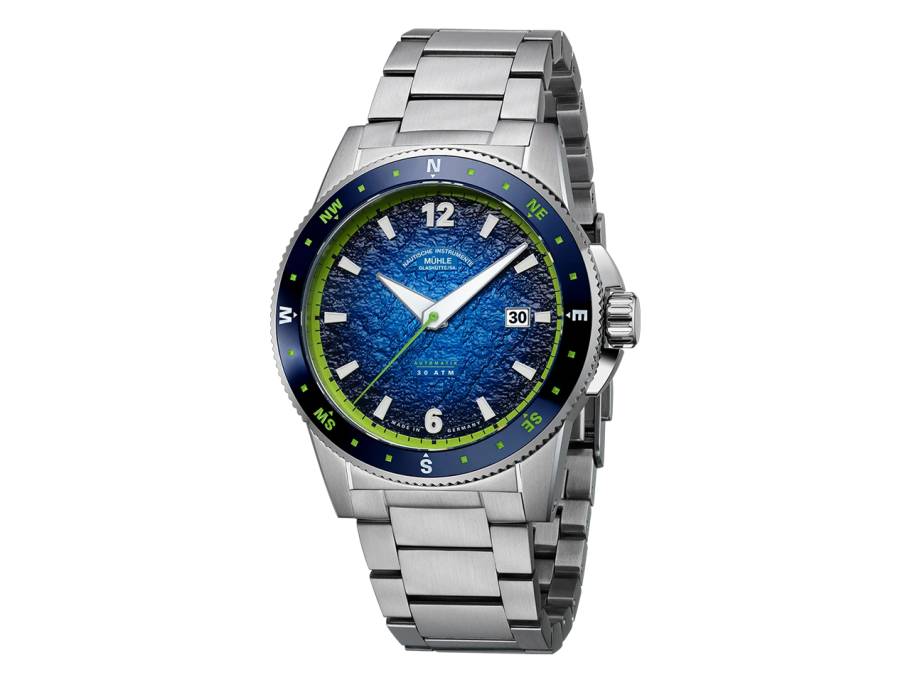 Sportivo Compass Datum Automatik Edelstahl 42,5mm blaues Zifferblatt Metallband