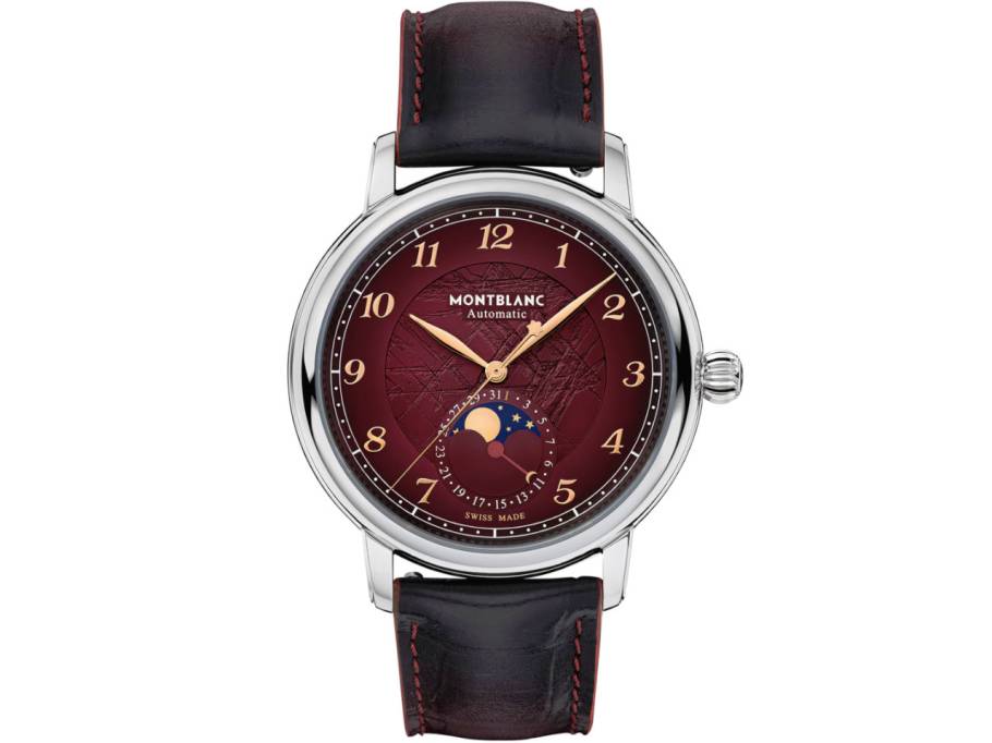  Star Legacy Moonphase Limited Edition Automatik Edelstahl 42mm bordauxfarbenes Zifferblatt schwarzes Lederband