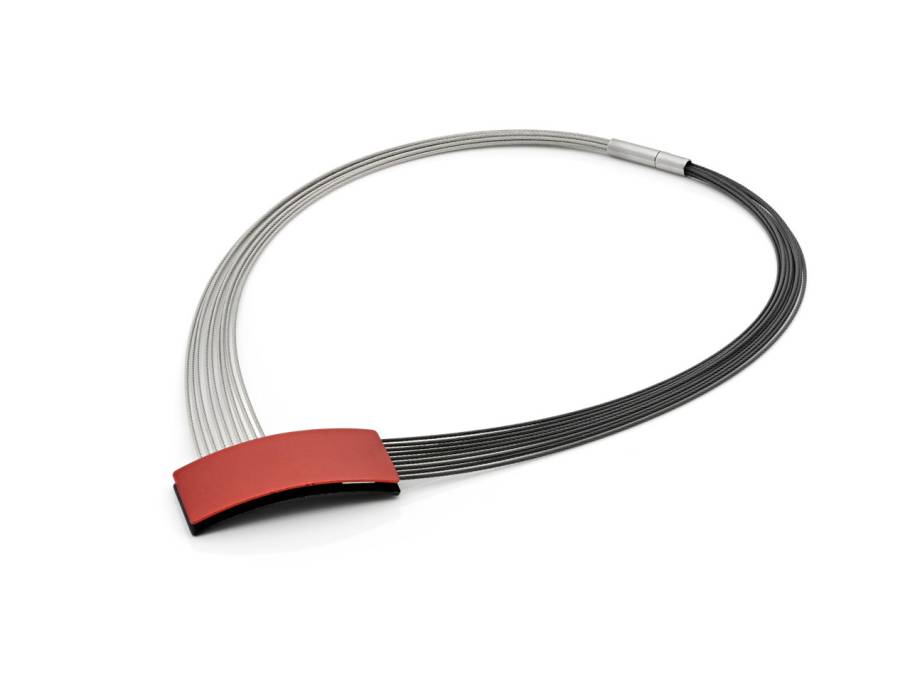 Collier Edelstahl anthrazit Aluminium rot  schwarz