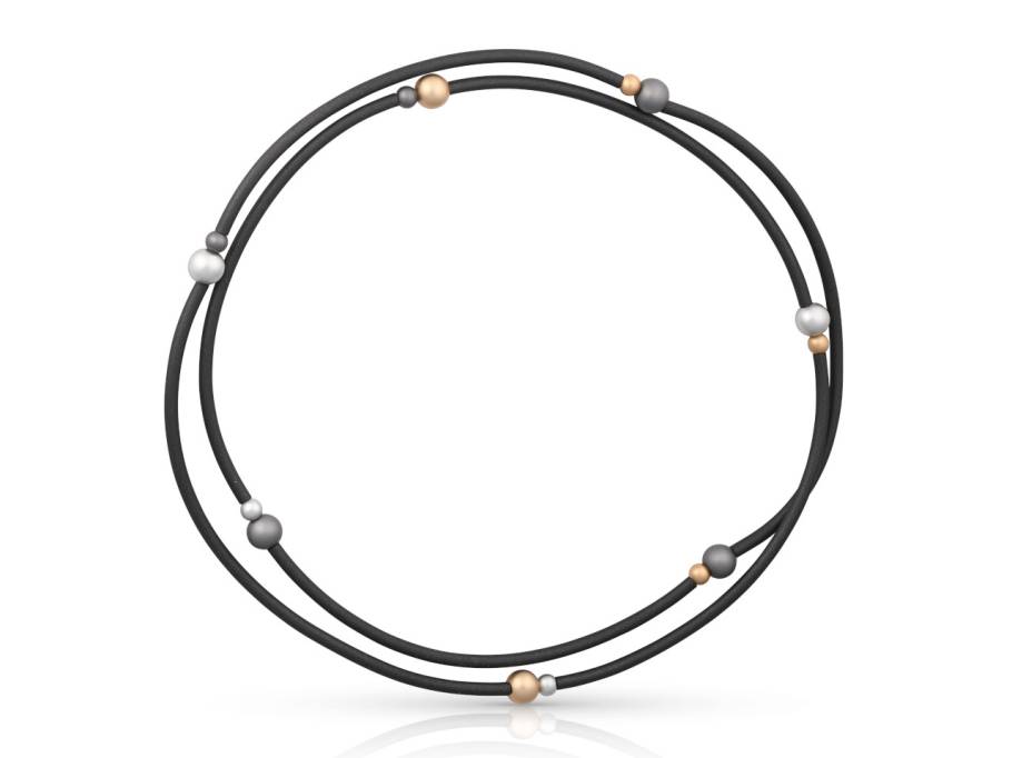 Collier aus Edelstahl 90cm mit Aluminiumkugeln