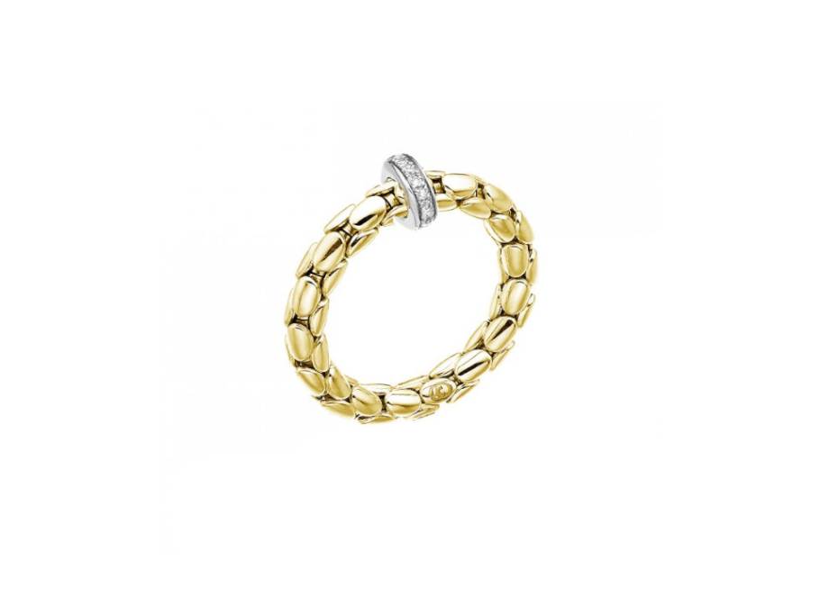 Stretch Spring Ring Gelbgold 3mm mit Brillanten 0,100ct flexibel