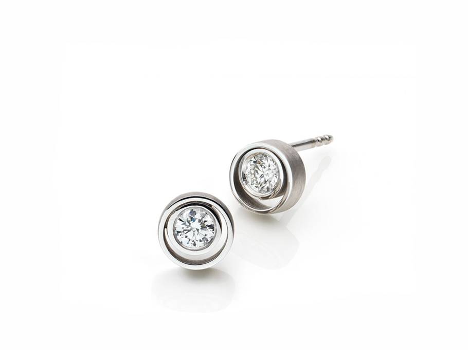 Ohrstecker Saturn Platin mit Brillanten 7mm