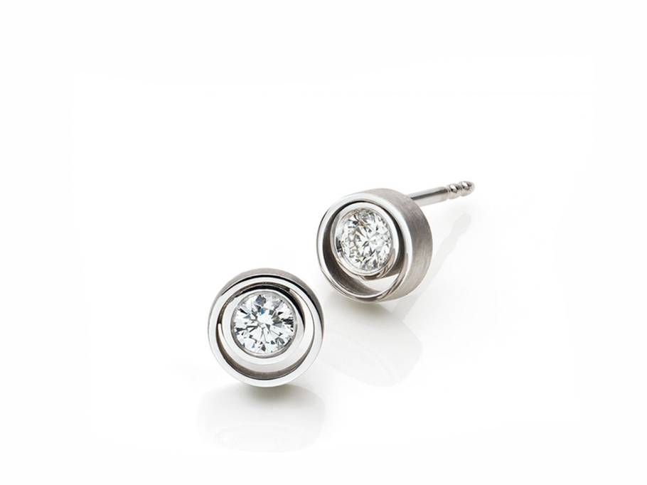 Ohrstecker Saturn Platin mit Brillanten 9mm