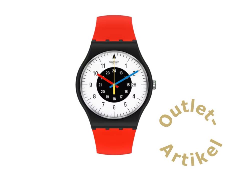 "Rogue & Noir" Quarz Kunststoff 41mm weißes Zifferblatt rotes Silikonband