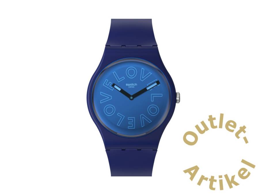 "Love to go around" Quarz Kunststoff 41mm blaues Zifferblatt blaues Silikonband