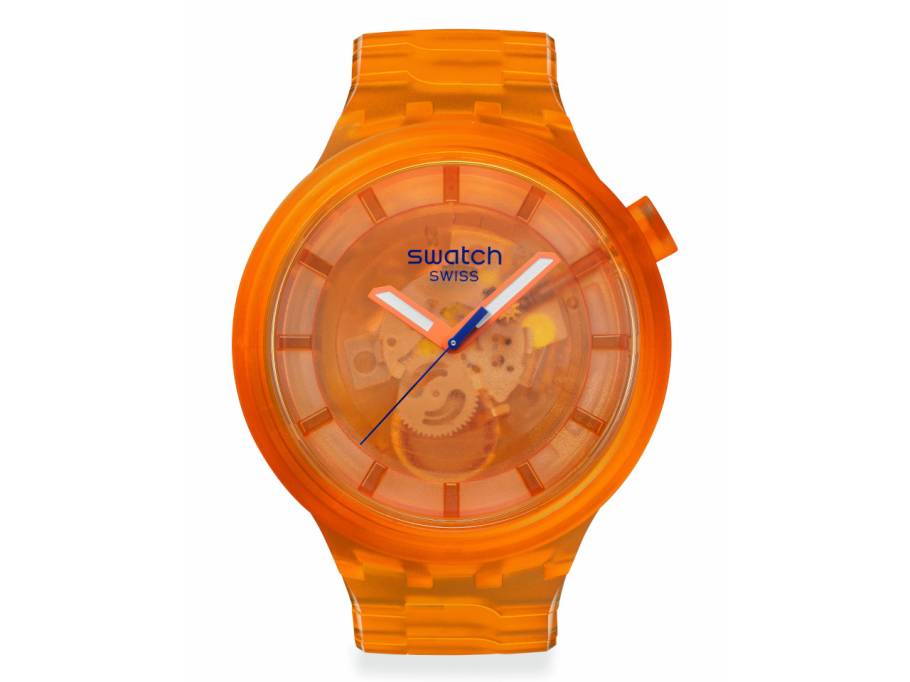 Big Bold Biosourced Colours of Joy Orange Quarz Kunststoff 47mm orangefarbenes Zifferblatt orangefarbenes Kunststoffband