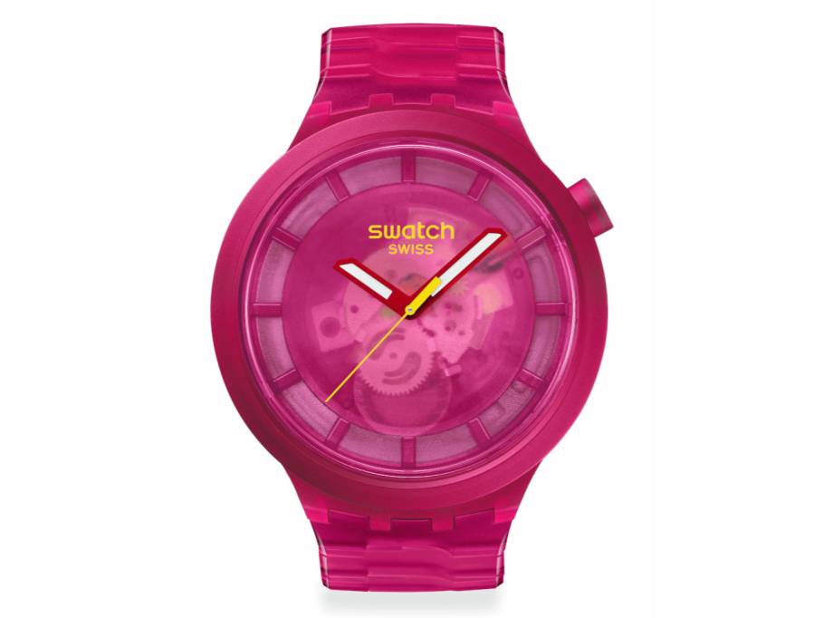 Big Bold Biosourced Colours of Joy Pink Quarz Kunststoff 47mm pinkes Zifferblatt pinkes Kunststoffband