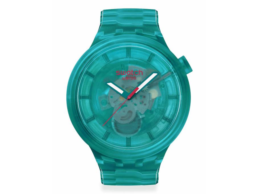 Big Bold Biosourced Colours of Joy Turquoise Quarz Kunststoff 47mm türkises Zifferblatt türkises Kunststoffband