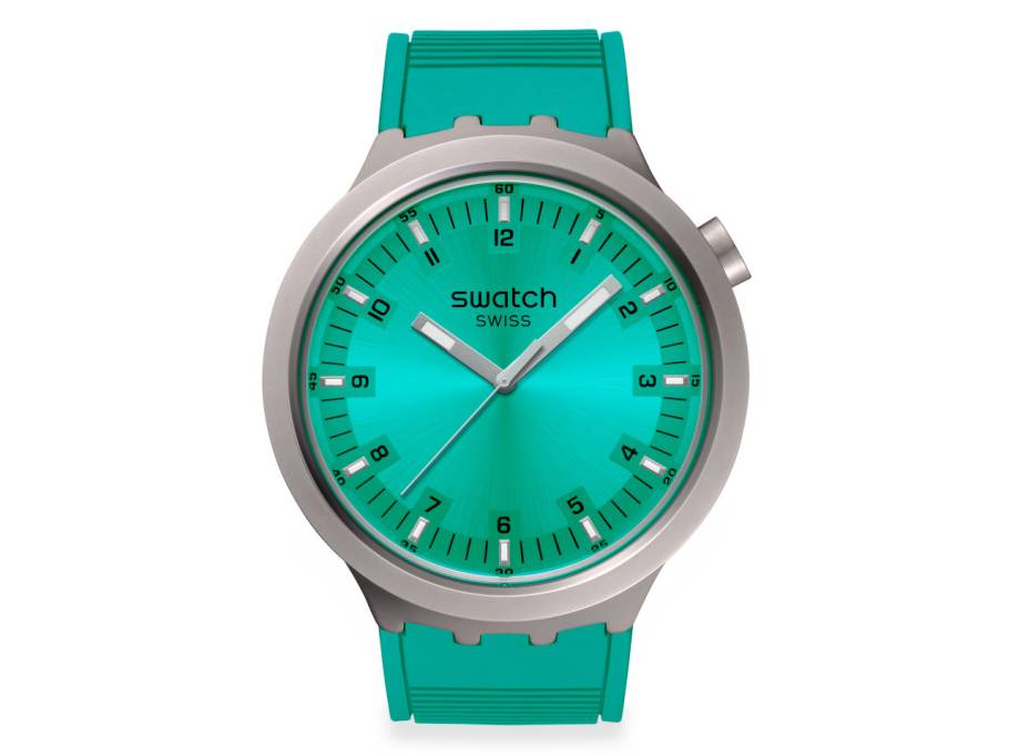 Big Bold Irony Aqua Shimmer Quarz Edelstahl 47mm türkises Zifferblatt türkises Kautschukband