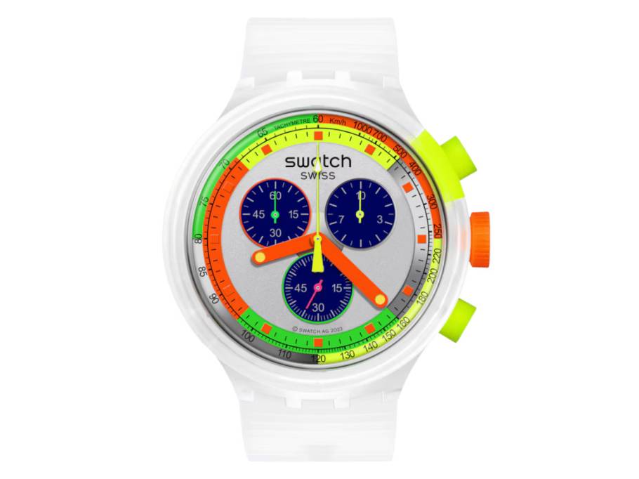 Neon Jelly Quarz Kunststoff 47mm mehrfarbiges Zifferblatt weißes Silikonband
