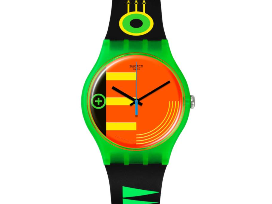 Neon Rider Quarz Kunststoff 41mm mehrfarbiges Zifferblatt schwarzes Silikonband