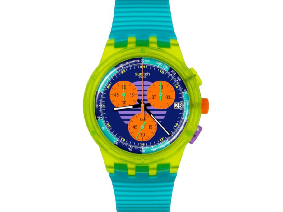 Neon Wave Quarz Kunststoff 42mm mehrfarbiges Zifferblatt türkisfarbenes Silikonband