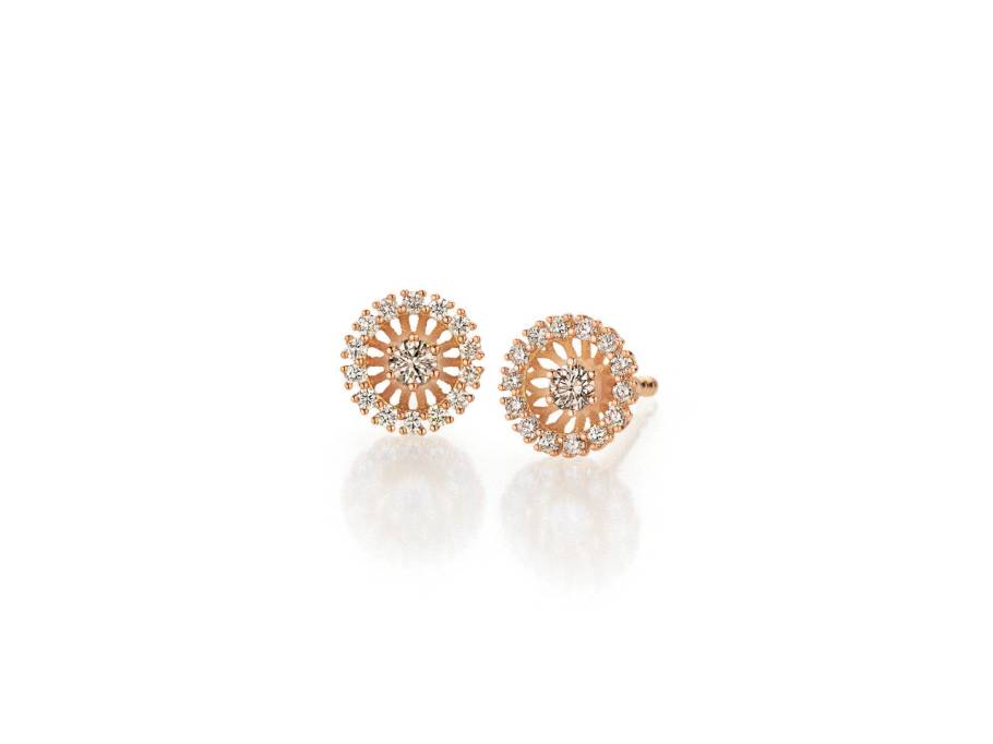 Swing Boho xs Ohrstecker Roségold mit Brillanten 0,230ct naturbraun