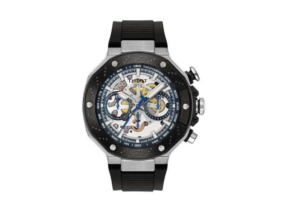  T-Race MotoGP                   2025 Chronograph Limited Edition Automatic Edelstahl 45mm skelettiertes Zifferblatt schwarzes Silikonband