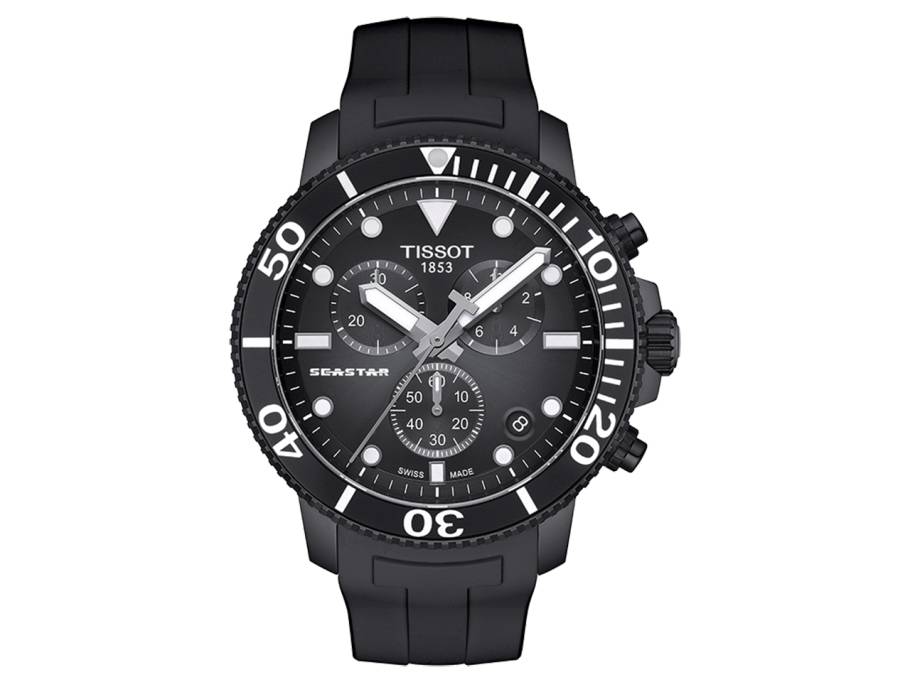 Seastar 1000  Quarz Chronograph schwarz Kautschukband