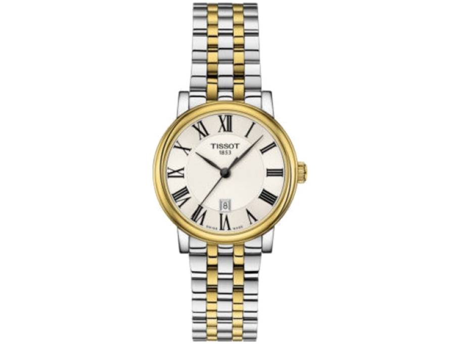 Carson Lady Quarz Edelstahl gelbgold PVD weiß Edelstahlband
