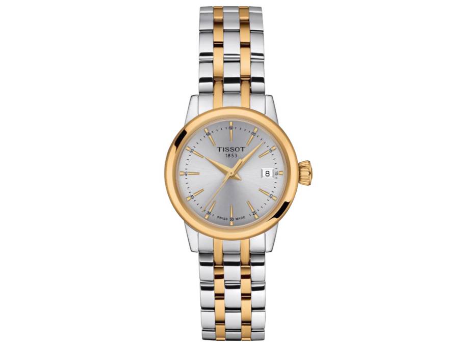  Classic Dream Lady Quarz Edelstahl PVD-Gelbgold 28 mm silbernes Zifferblatt bicolor Metallband