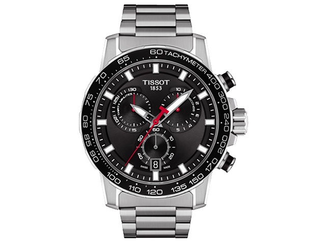 Supersport Quarz Chronograph Edelstahl schwarzes Zifferblatt Edelstahlband