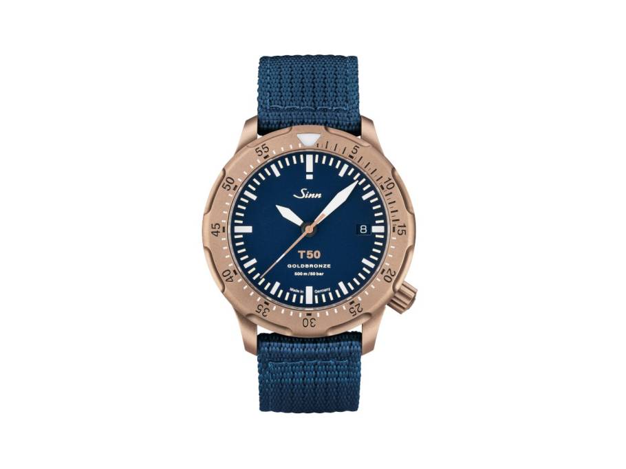   T50 GOLDBRONZE B Limited Edition Automatik Bronze 41mm blaues Zifferblatt blaues Textilband