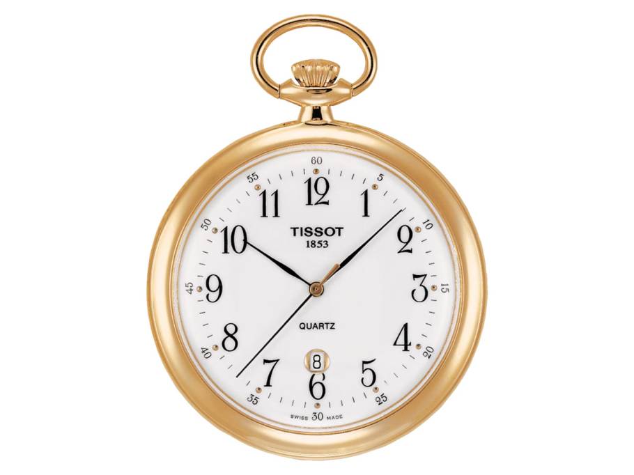 T-Pocket Taschenuhr Lepine Quarz Messing PVD-beschichtet 49mm weißes Zifferblatt