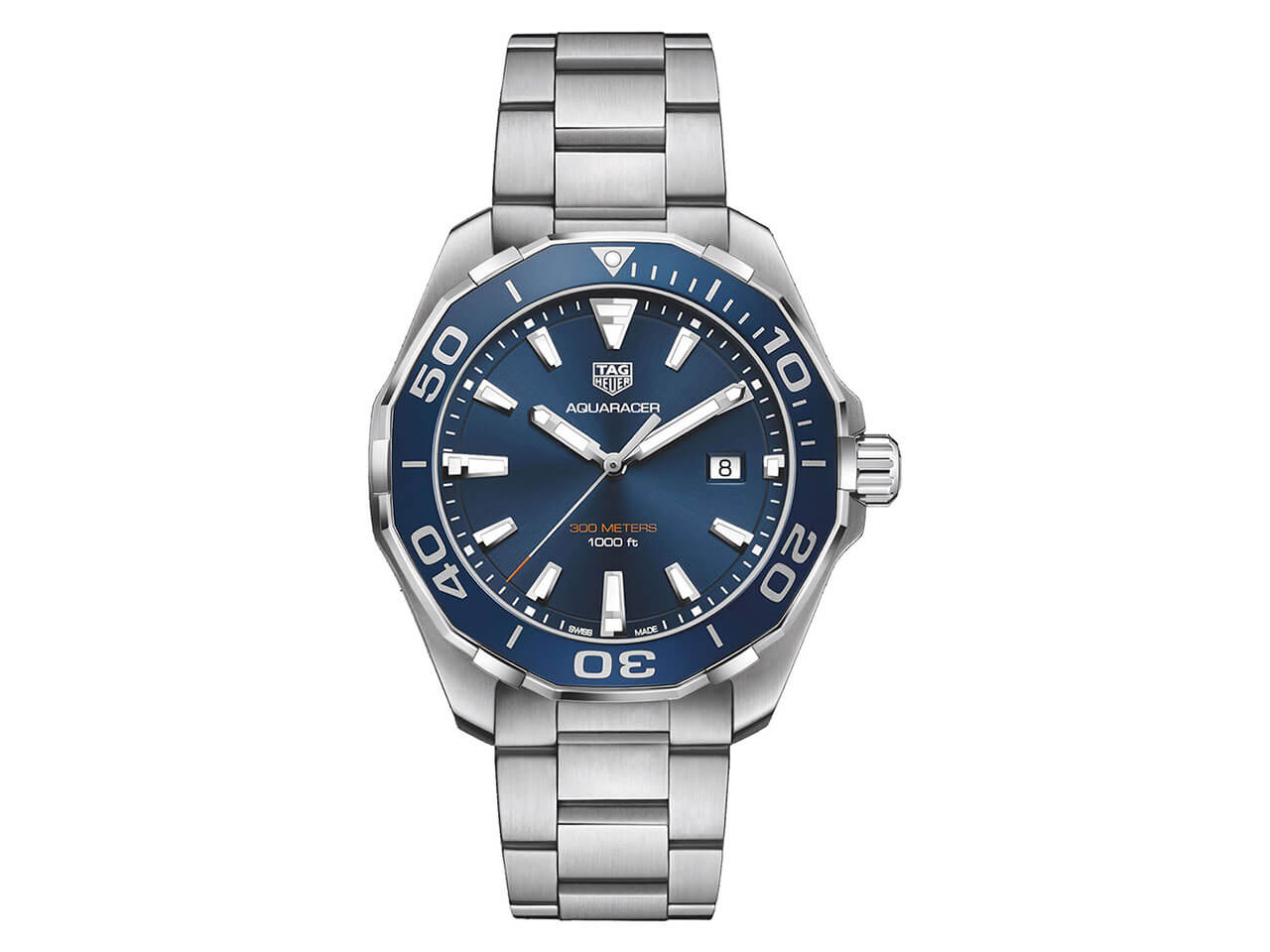 Aquaracer 300M Herrenuhr 43mm Quarz Aluminiumlunette blau