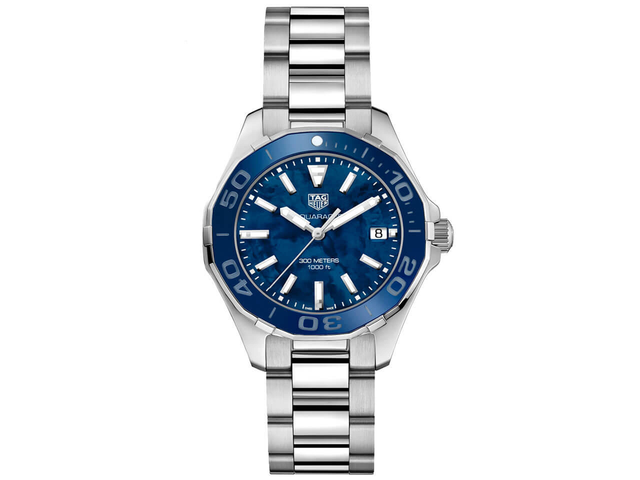 TAG Heuer Aquaracer 300M Damenuhr Quarz 35mm Edelstahl Keramik Diamanten Perlmutt blau kaufen