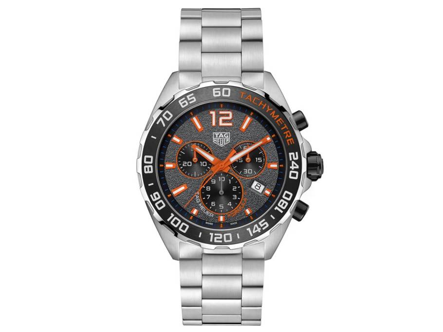 Formula 1 Chronograph Quarz Edelstahl 43mm graues Zifferblatt Metallband