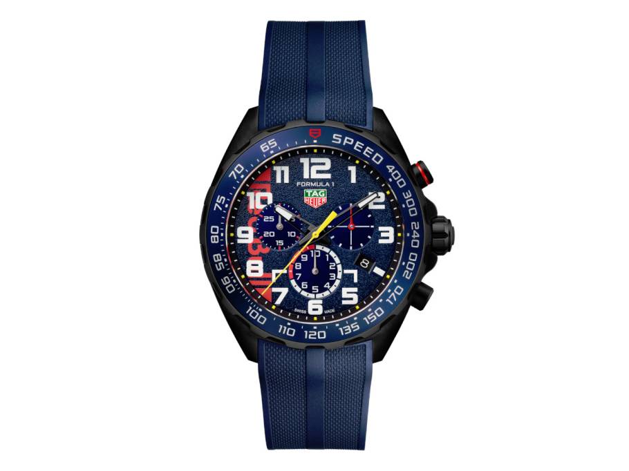 Formula 1 Chronograph X Oracle RedBull Racing Limited Edition Quarz Edelstahl 43mm Schwarz-DLC blaues Zifferblatt blaues Kautschukband