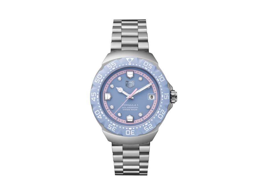 Formula 1 Solargraph Quarz Edelstahl 38mm lila Zifferblatt mit Brillanten Metallband limitiert