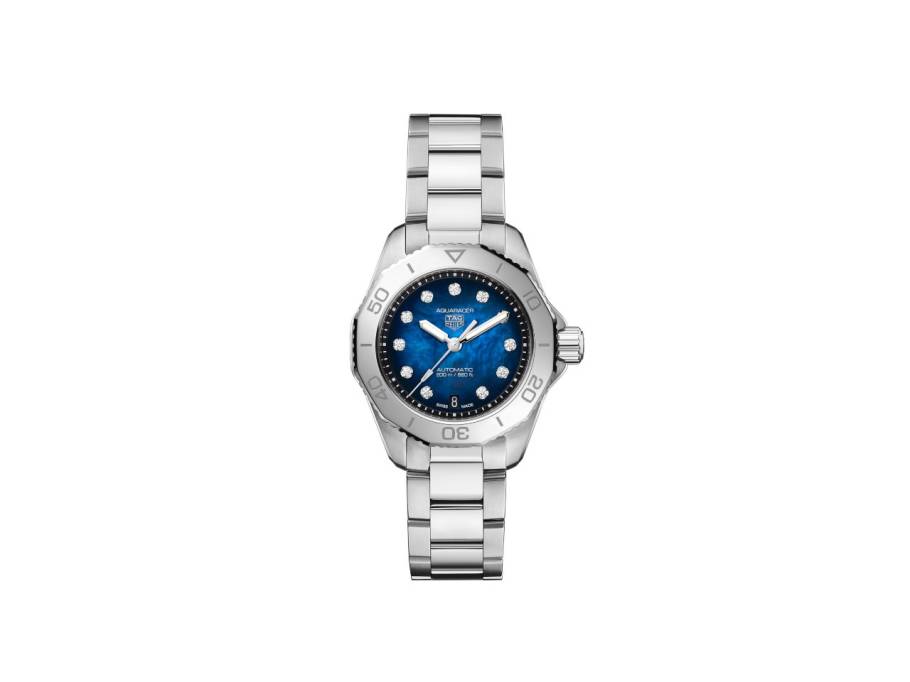 Aquaracer Professional 200 Date Automatik Edelstahl 30mm blaues Zifferblatt Metallband