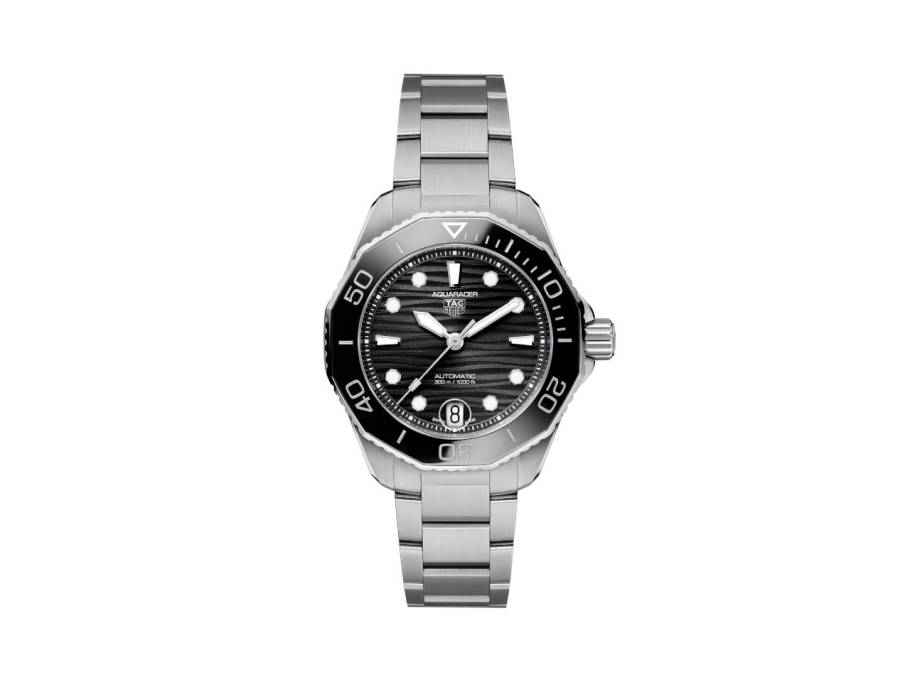 Aquaracer Professional 300 Date Automatik Edelstahl 36mm schwarzes Zifferblatt Metallband 