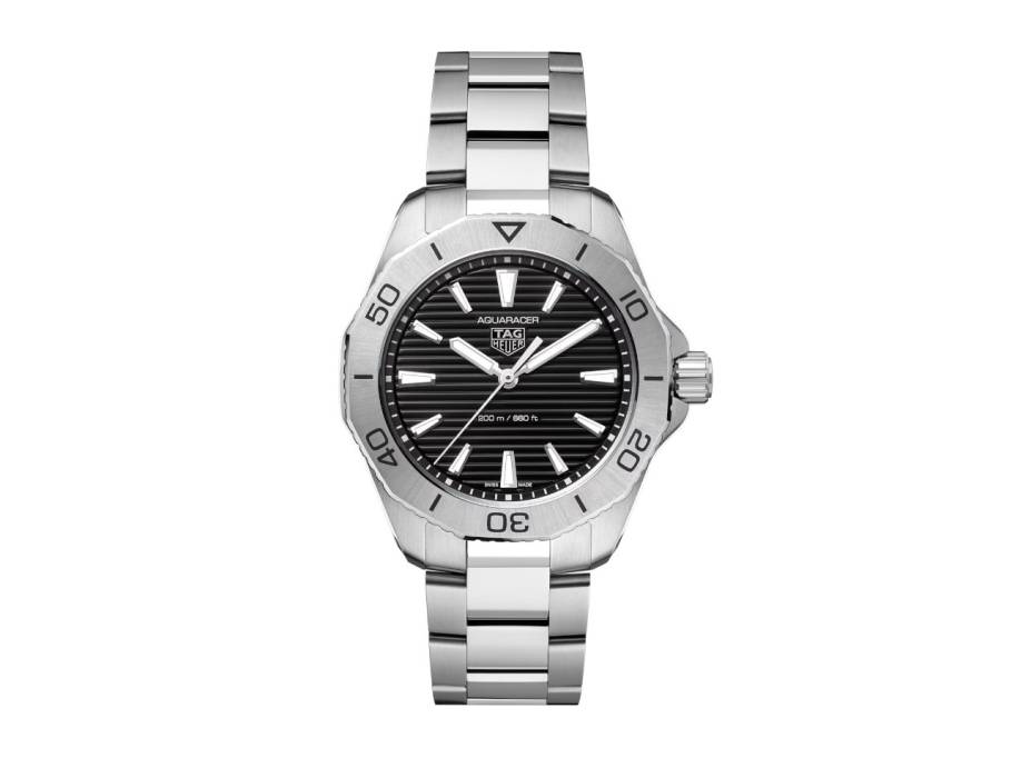 Aquaracer Professional 200 Quarz Edelstahl 40mm schwarzes Zifferblatt Metallband