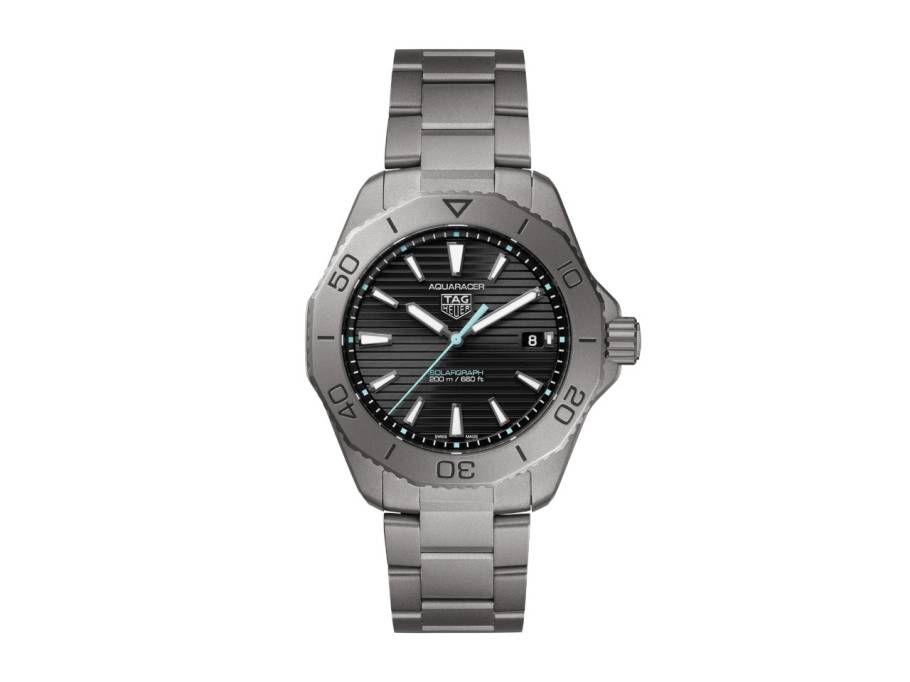 Aquaracer Professional 200 Solargraph Titan 40mm schwarzes Zifferblatt Metallband