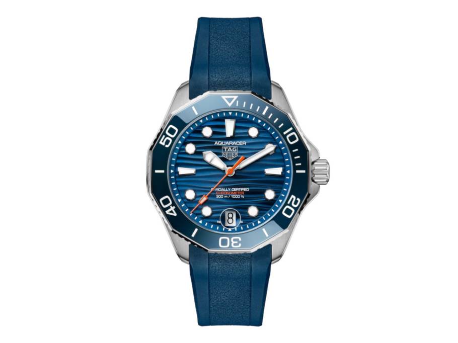 Aquaracer Professional 300 Date Automatik Edelstahl 42mm blaues Zifferblatt blaues Kautschukband