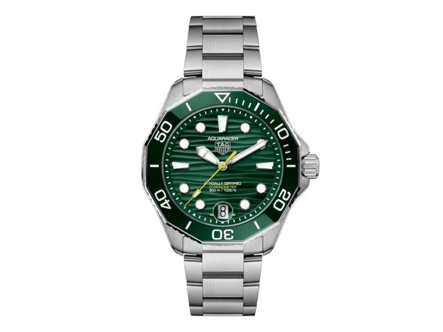  Aquaracer Professional 300 Date Automatik Edelstahl 42mm grünes Zifferblatt Metallband