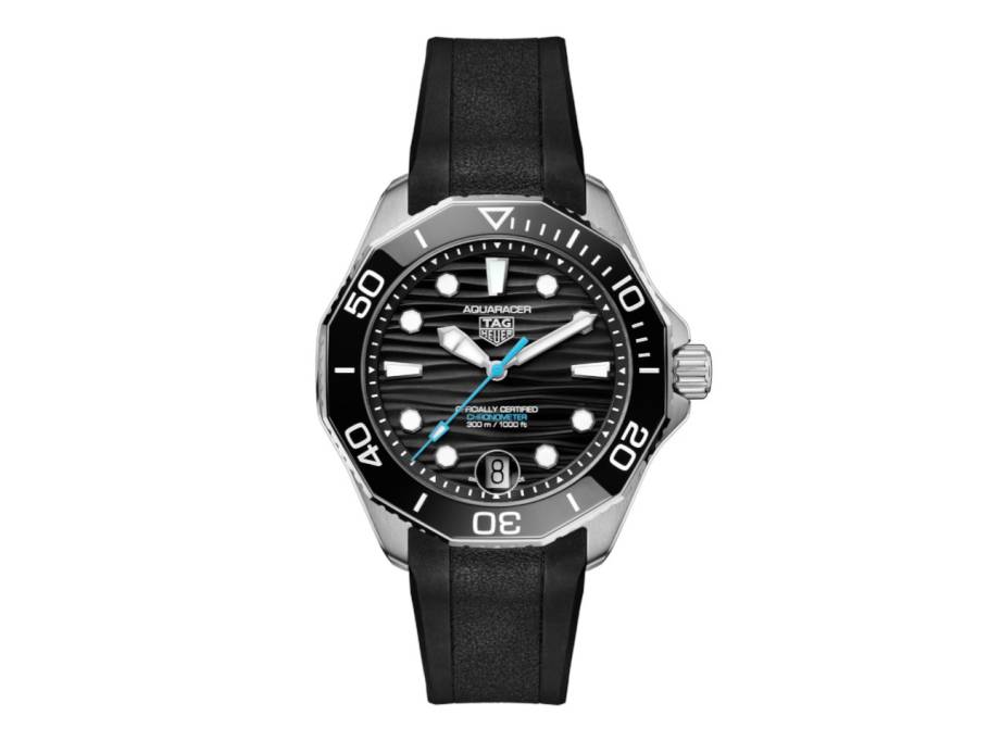  Aquaracer Professional 300 Date Automatik Edelstahl 42mm schwarzes Zifferblatt schwarzes Kautschukband