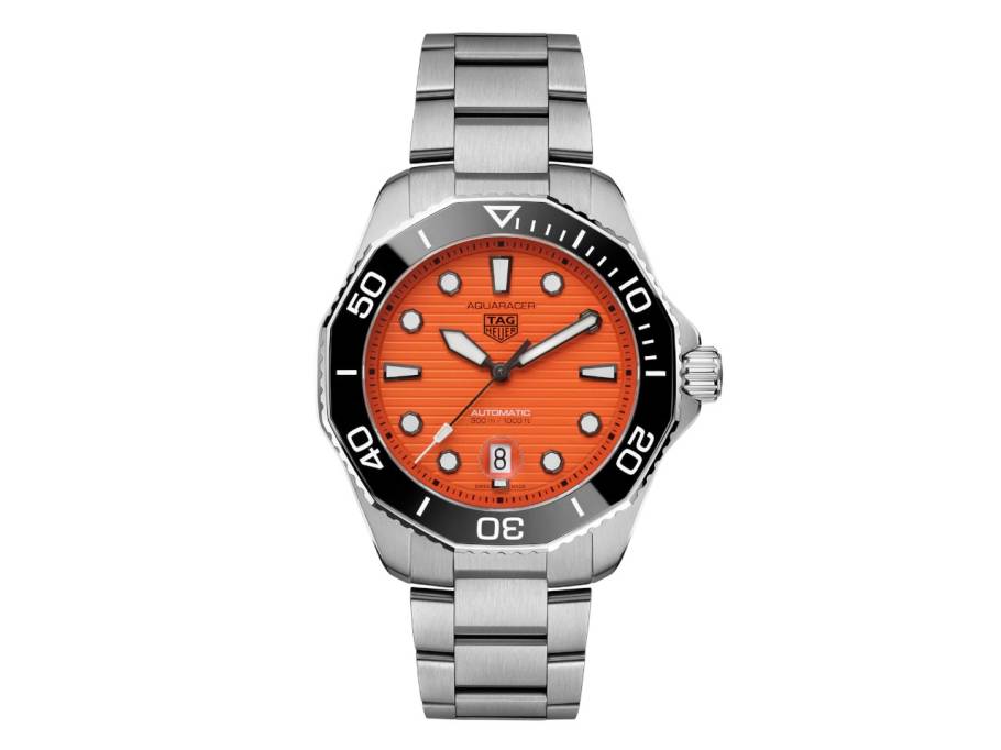Aquaracer Professional 300 Automatik Edelstahl 43mm orangenes Zifferblatt Metallband