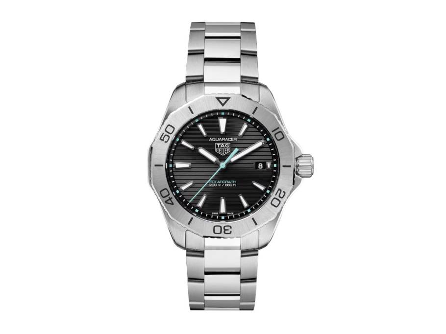 Aquaracer Professional 200 Solargraph Quarz Edelstahl 40mm schwarzes Zifferblatt Metallband