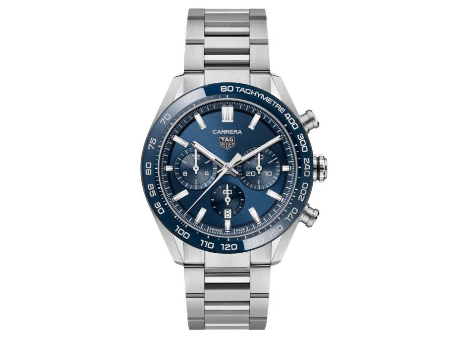 Carrera Chronograph Automatik Edelstahl 44mm blaues Zifferblatt Metallband