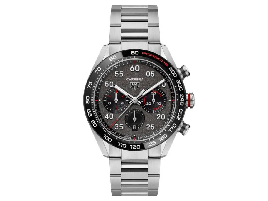 Carrera Chronograph X Porsche Automatik Edelstahl 44mm graues Zifferblatt Metallband