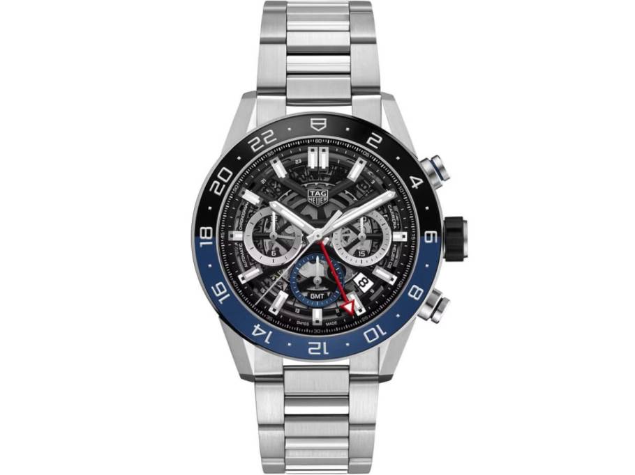 Carrera Chronograph Automatik Edelstahl 45mm skelettiertes Zifferblatt Metallband
