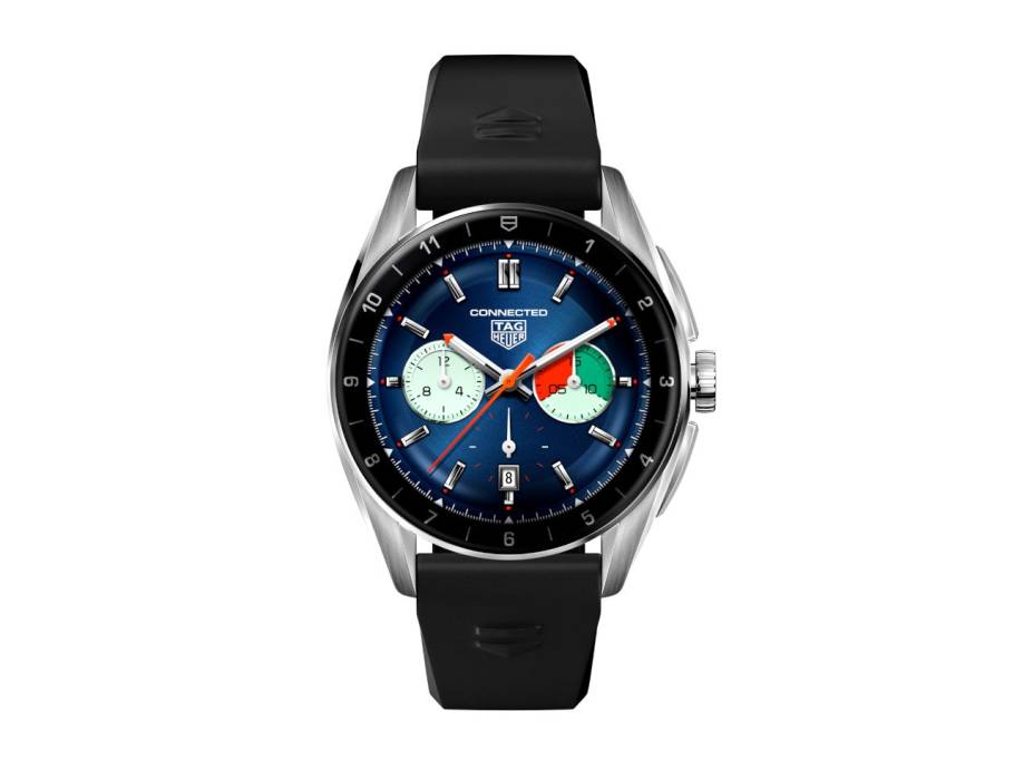  Connected Calibre E4 Smartwatch Edelstahl 42mm digitale Anzeige schwarzes Kautschukband