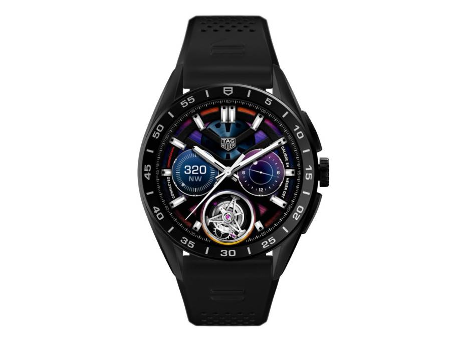  Connected Calibre E4 Smartwatch Titan Schwarz-DLC 45mm digitale Anzeige schwarzes Kautschukband