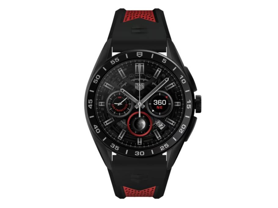  Connected Calibre E4 Smartwatch Titan Schwarz-DLC 45mm digitale Anzeige schwarzes Kautschukband