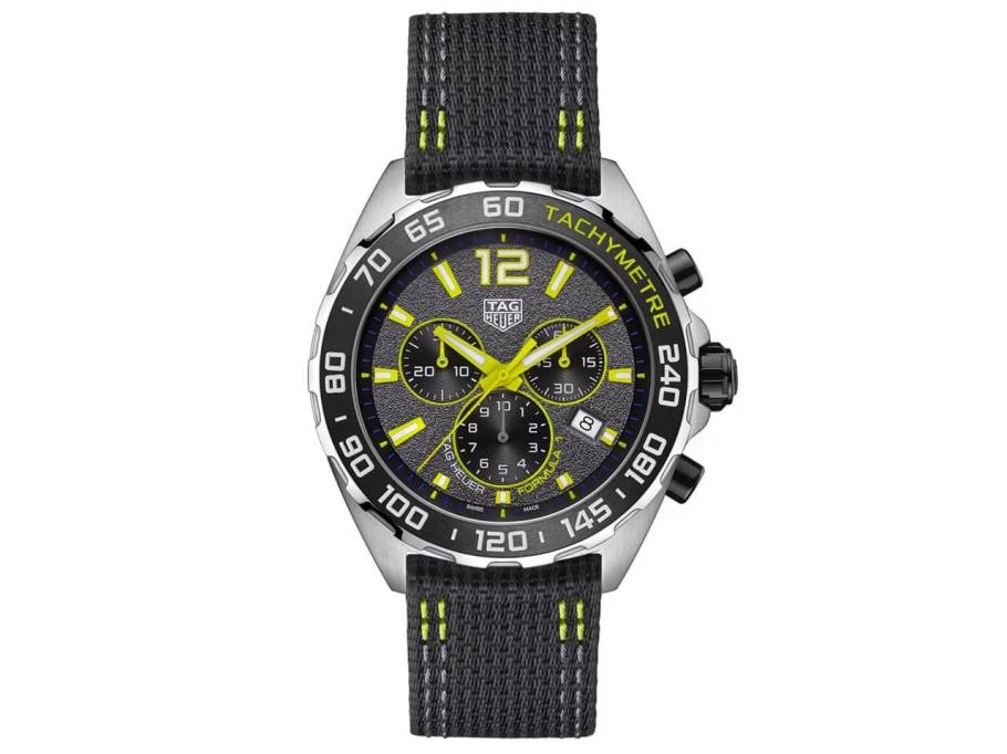 Formula 1 Quarz Chronograph Edelstahl 43mm graues Zifferblatt schwarzes Textilband