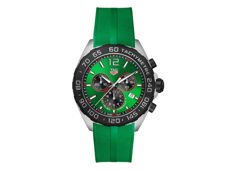 Formula 1 Chronograph Quarz Edelstahl 43mm grünes Zifferblatt grünes Kautschukband