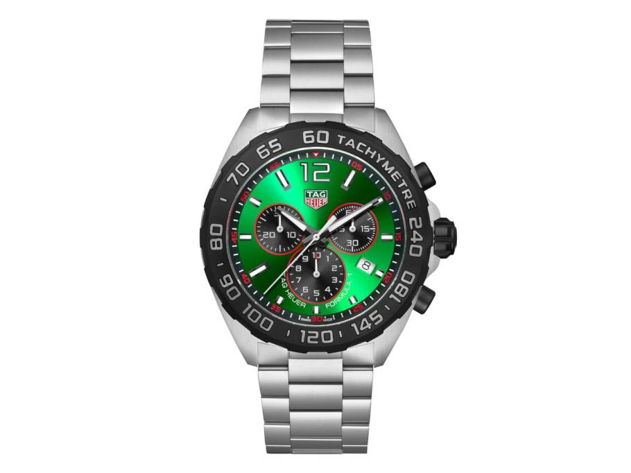 Formula 1 Chronograph Quarz Edelstahl 43mm grünes Zifferblatt Metallband