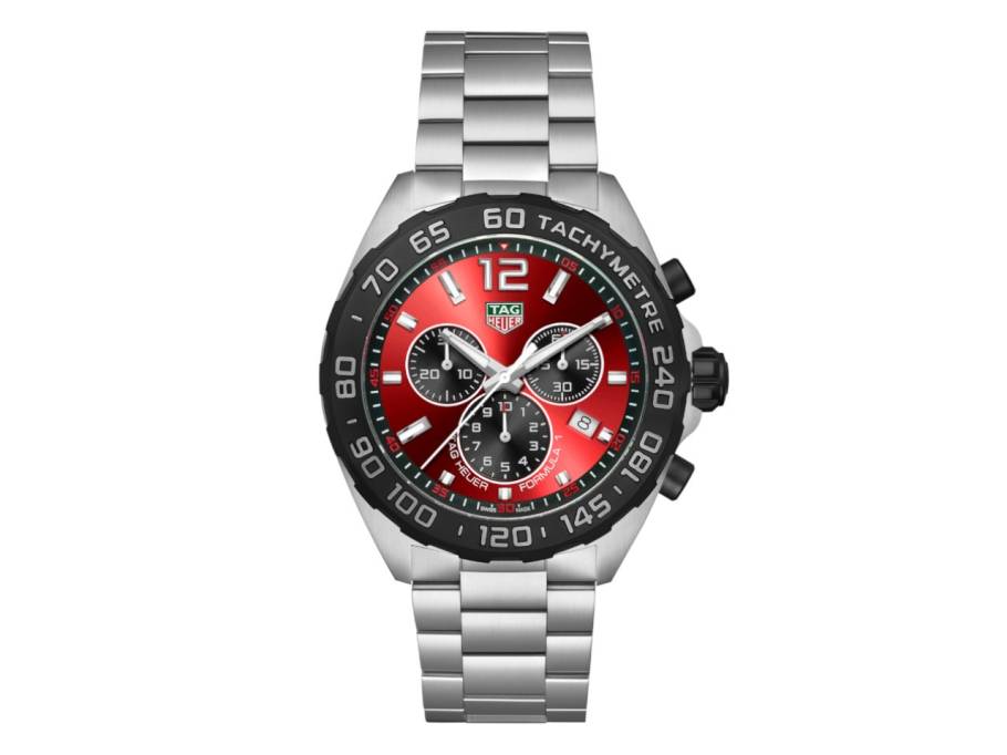Formula 1 Chronograph Quarz Edelstahl 43mm rotes Zifferblatt Metallband
